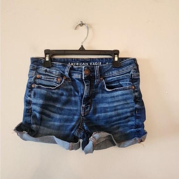 American eagle midi Denim cuffed shorts size 4 - Picture 1 of 5